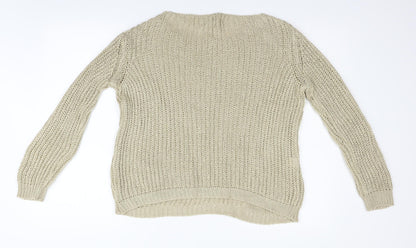 poolgirl Womens Beige  Knit Pullover Jumper Size M
