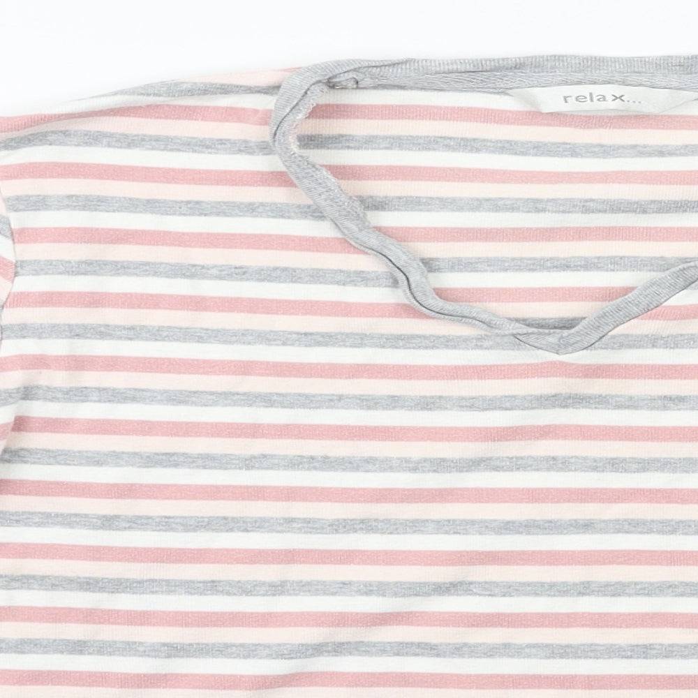 Relax Womens Pink Striped  Babydoll Pyjama Top Size 12