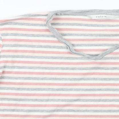 Relax Womens Pink Striped  Babydoll Pyjama Top Size 12