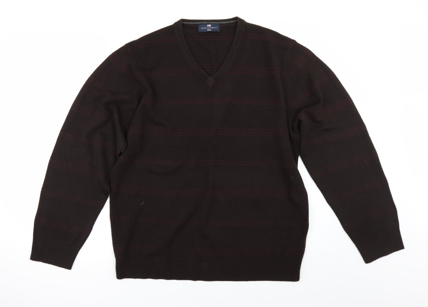 Marks and Spencer Mens Brown Striped  Pullover Jumper Size L