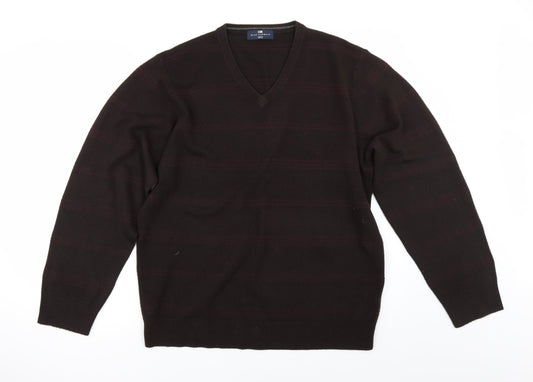 Marks and Spencer Mens Brown Striped  Pullover Jumper Size L