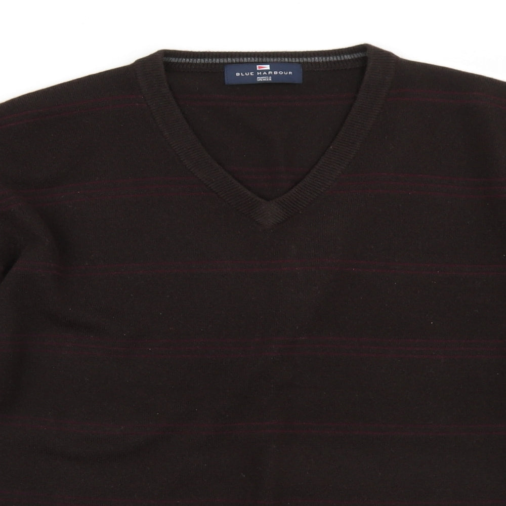 Marks and Spencer Mens Brown Striped  Pullover Jumper Size L
