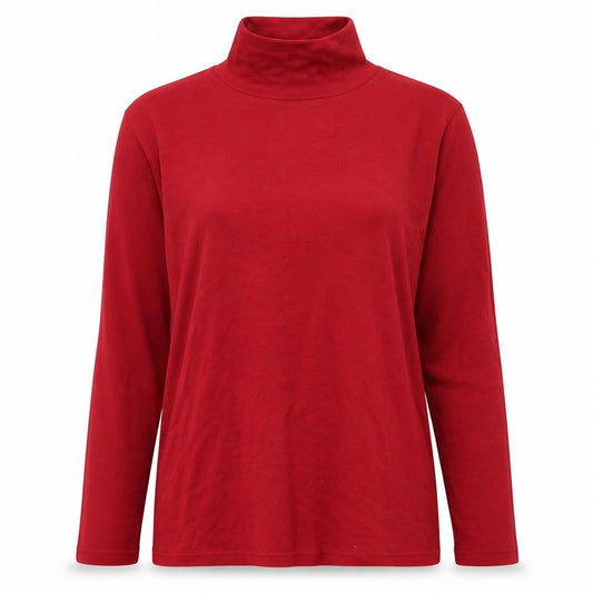 Front view of afibel women’s red basic t-shirt, size UK 14