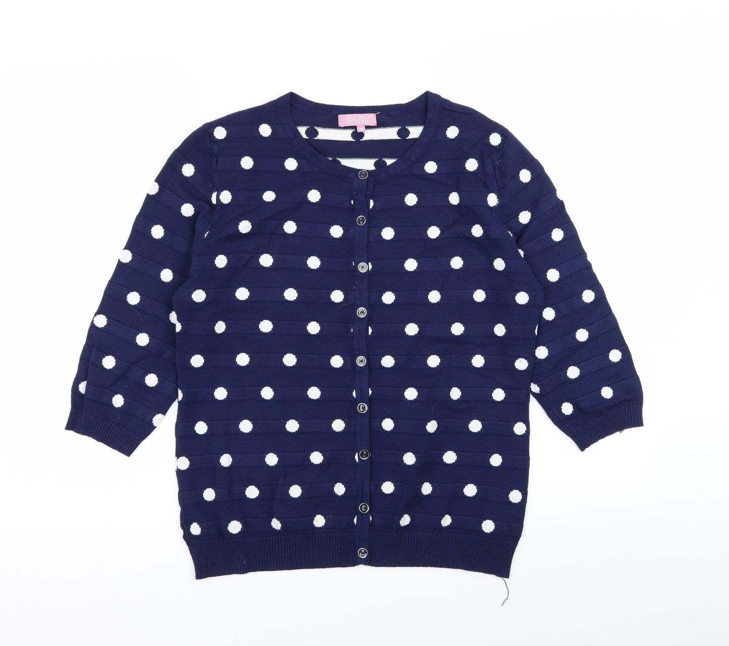 sasa Womens Blue Polka Dot  Cardigan Jumper Size L