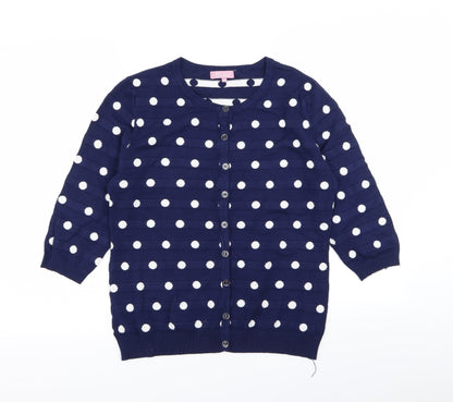 sasa Womens Blue Polka Dot  Cardigan Jumper Size L
