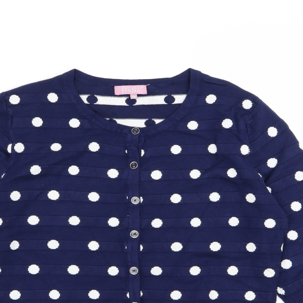 sasa Womens Blue Polka Dot  Cardigan Jumper Size L