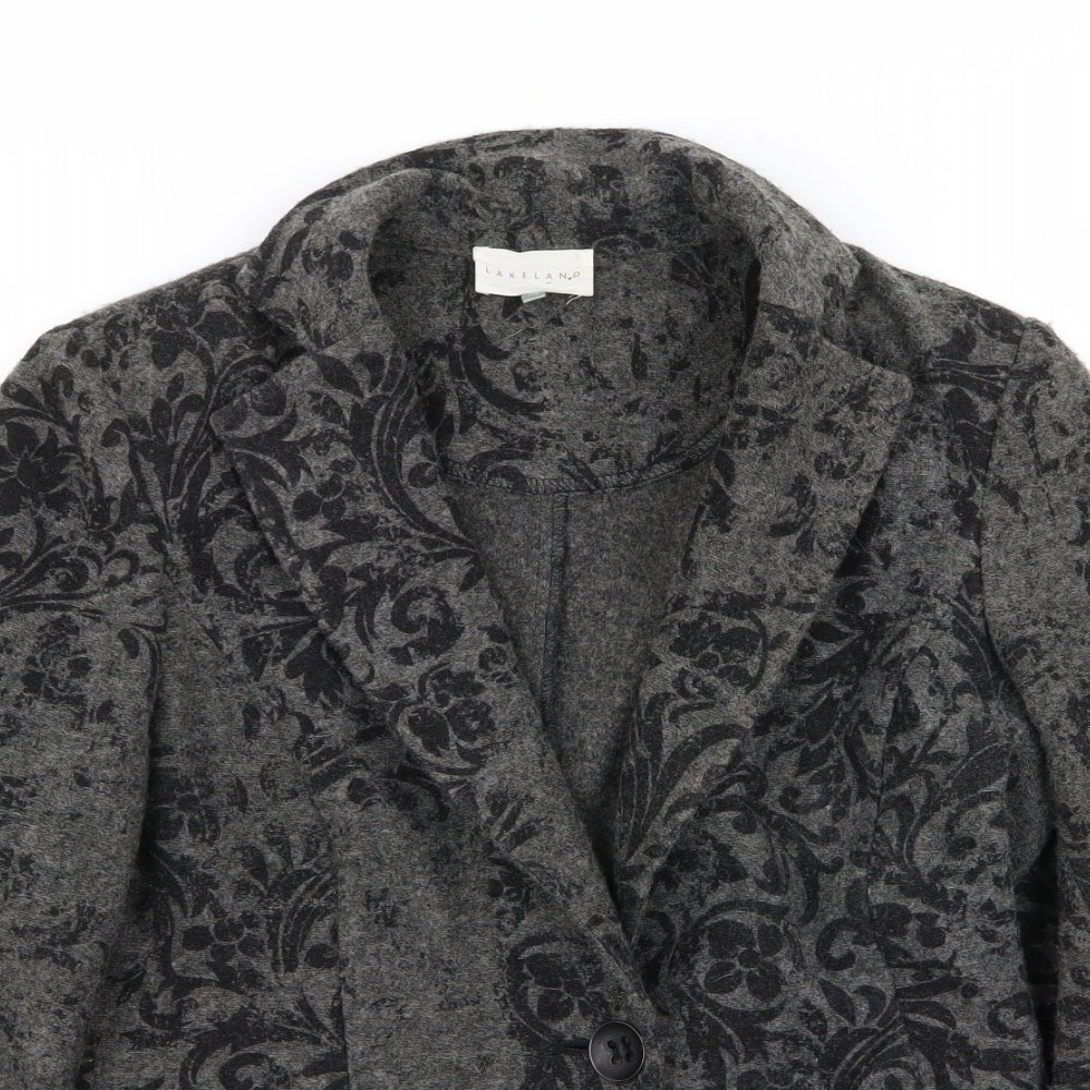 Lakeland Womens Grey Floral  Jacket Blazer Size 10