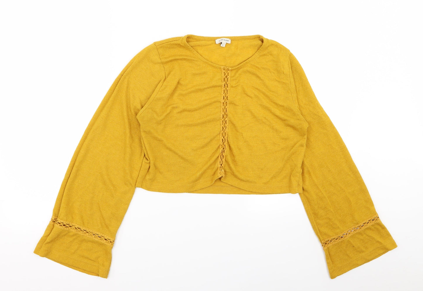 Womens UK Size 12 River Island Yellow Basic T-Shirt