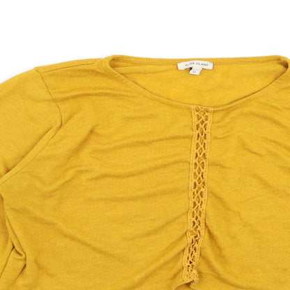 Womens UK Size 12 River Island Yellow Basic T-Shirt
