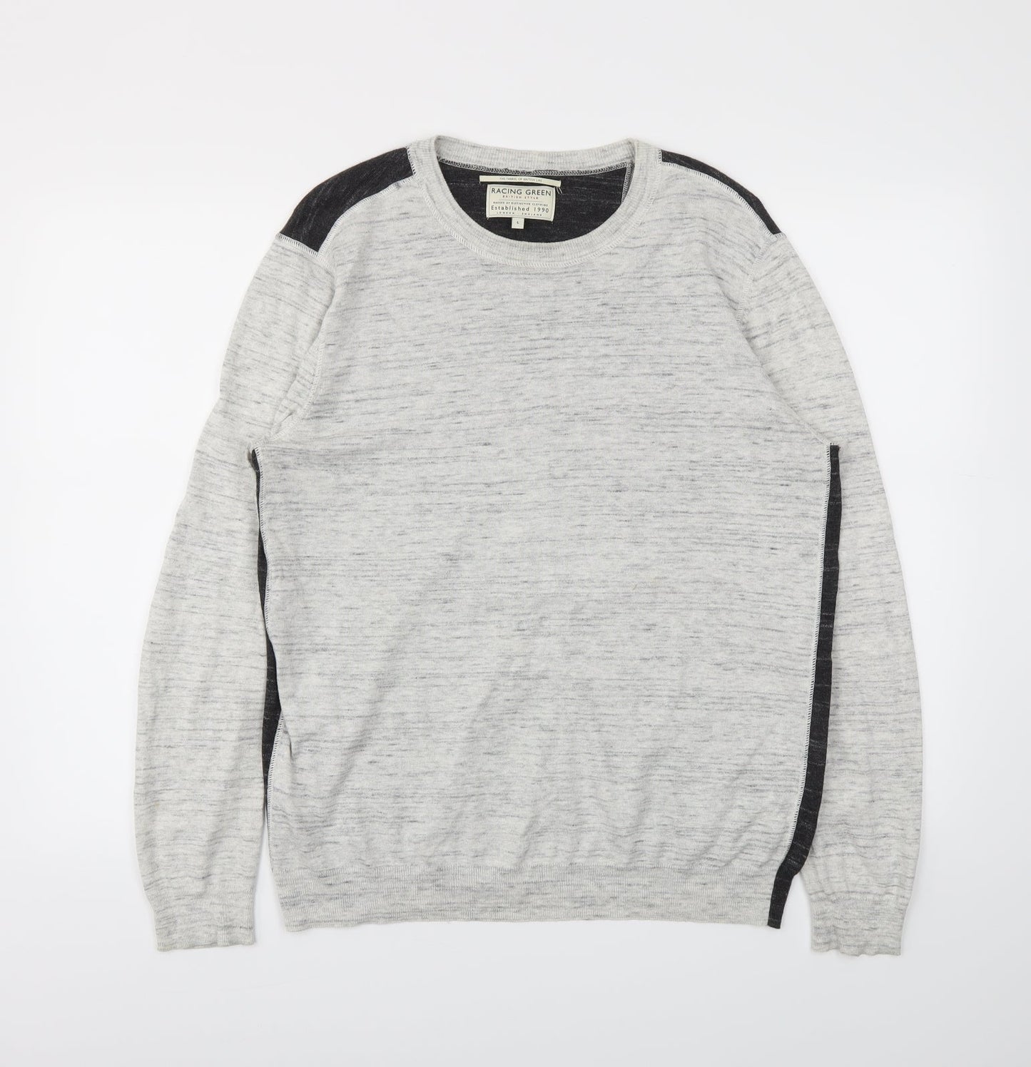 Mens UK Size L Racing Green Grey Pullover Sweatshirt