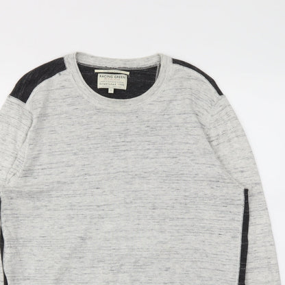 Mens UK Size L Racing Green Grey Pullover Sweatshirt