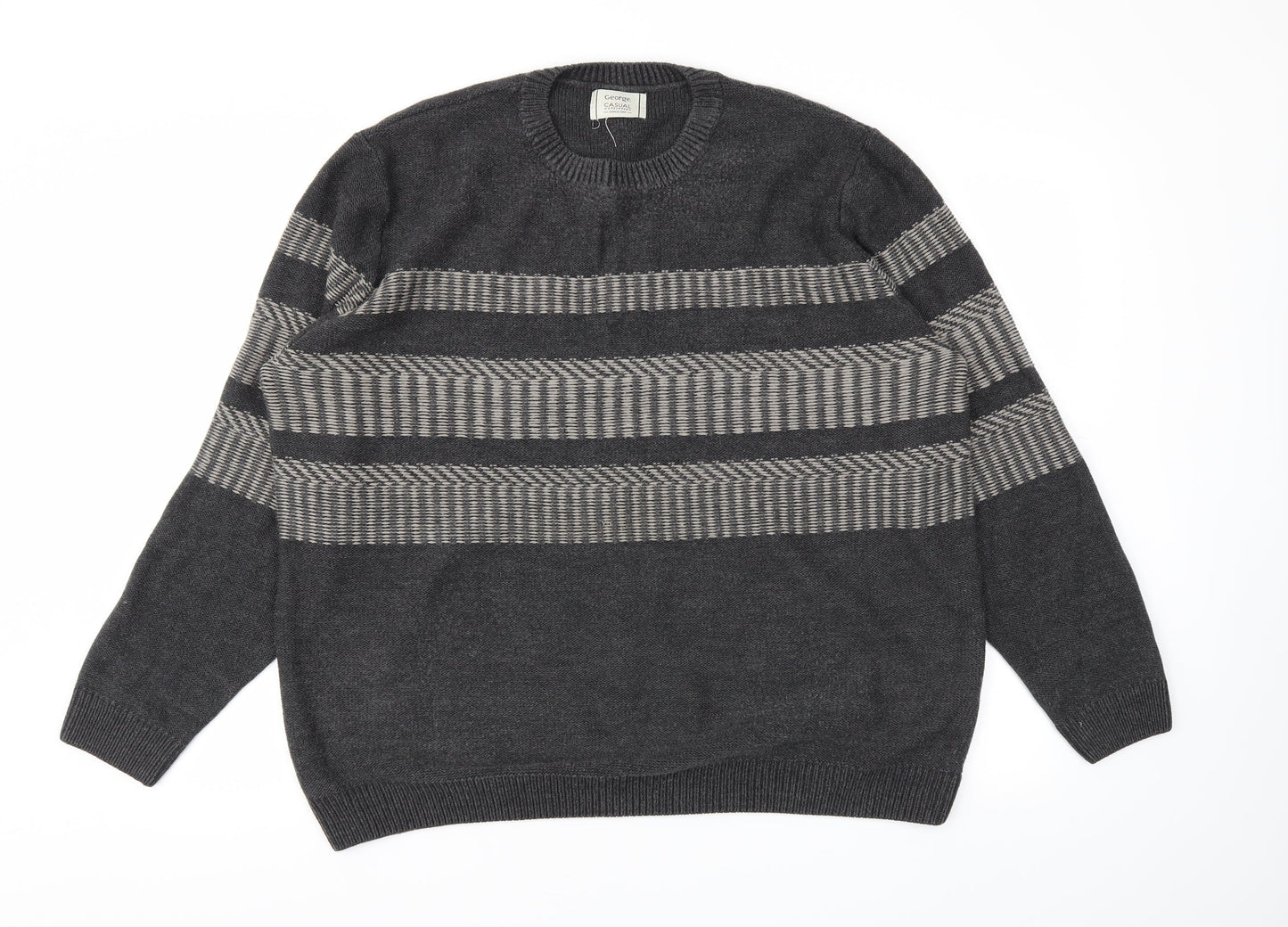 George Mens Grey Argyle/Diamond  Pullover Jumper Size 2XL