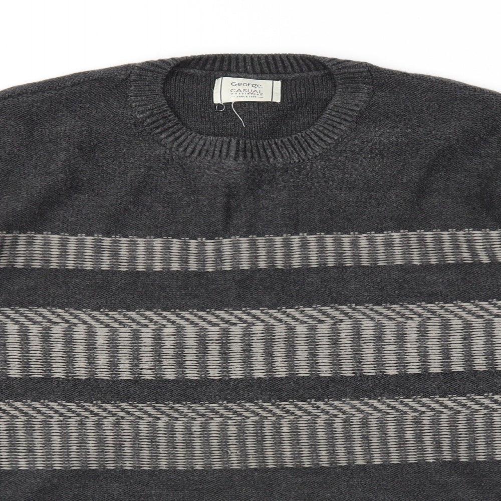 George Mens Grey Argyle/Diamond  Pullover Jumper Size 2XL