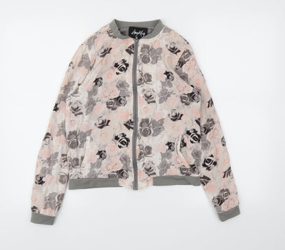 Preworn Womens Pink Floral  Full Zip Jumper Size S
