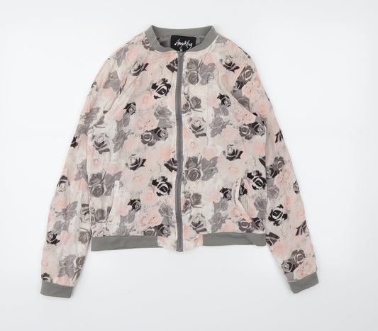 Preworn Womens Pink Floral  Full Zip Jumper Size S