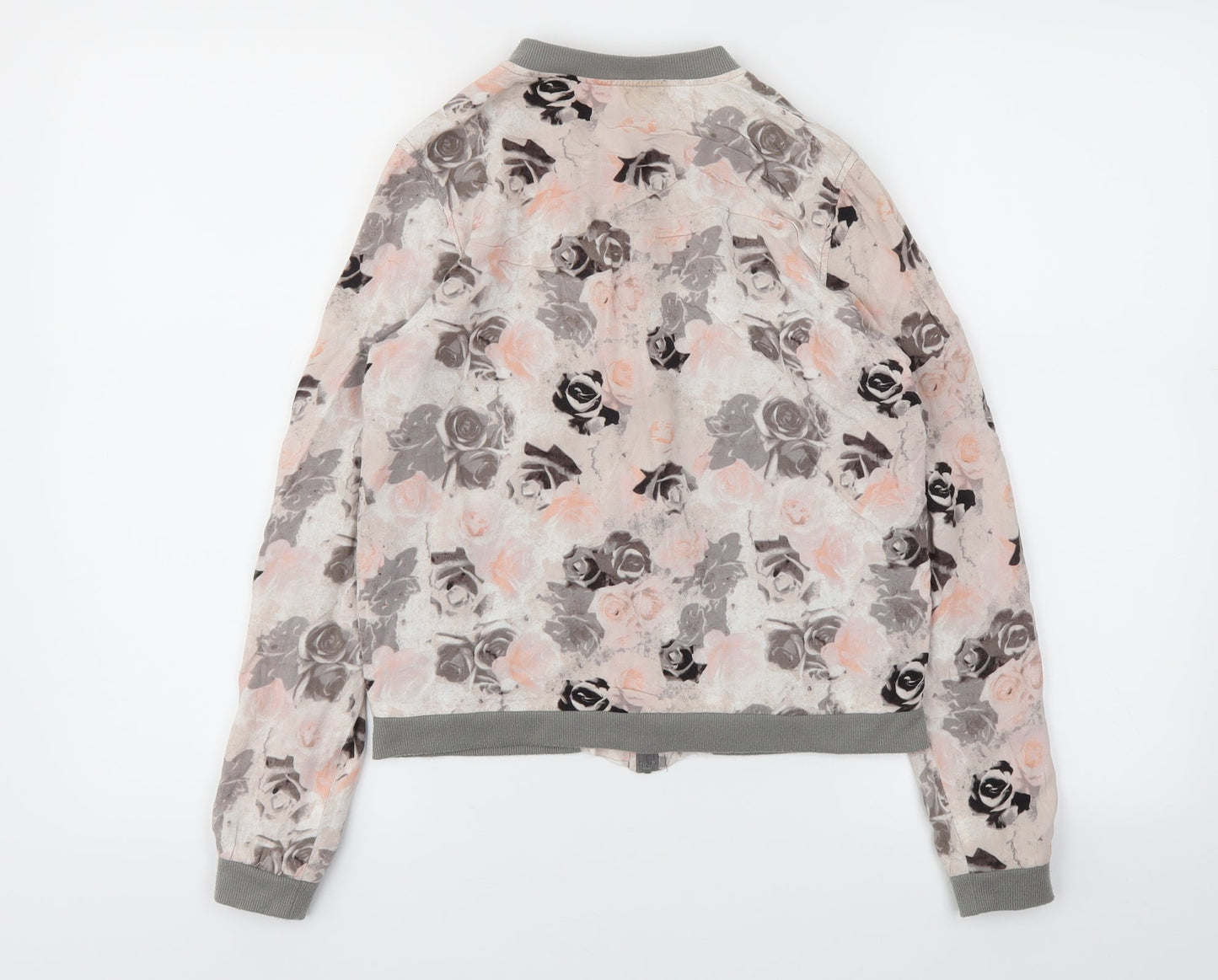 Preworn Womens Pink Floral  Full Zip Jumper Size S