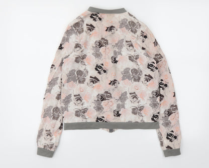 Preworn Womens Pink Floral  Full Zip Jumper Size S