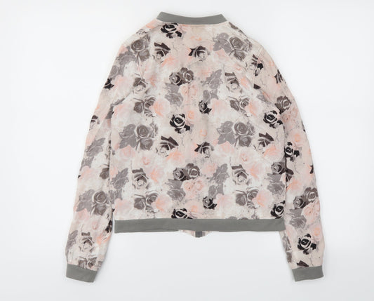Preworn Womens Pink Floral  Full Zip Jumper Size S