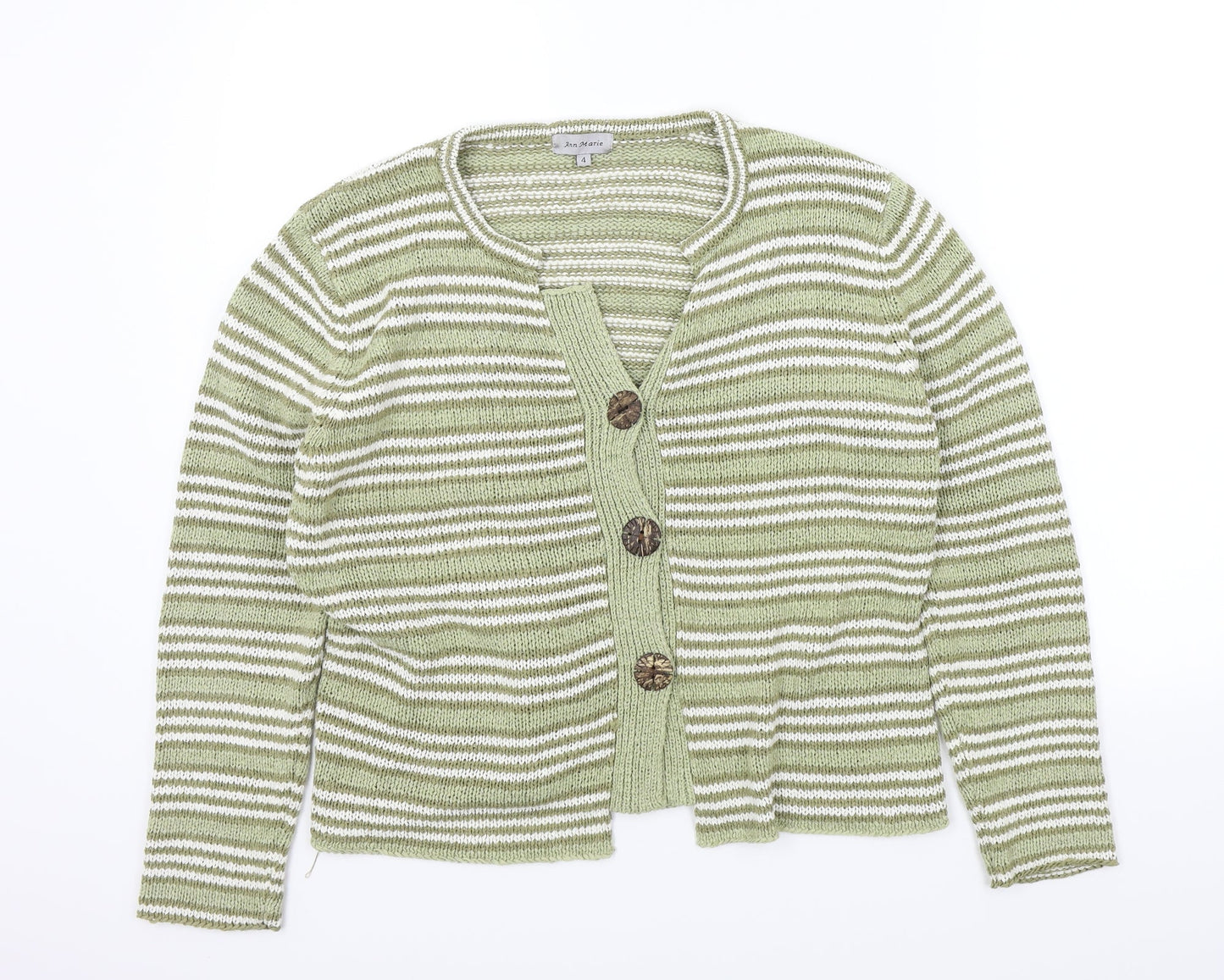 Ann marie Womens Green Striped  Cardigan Jumper Size L