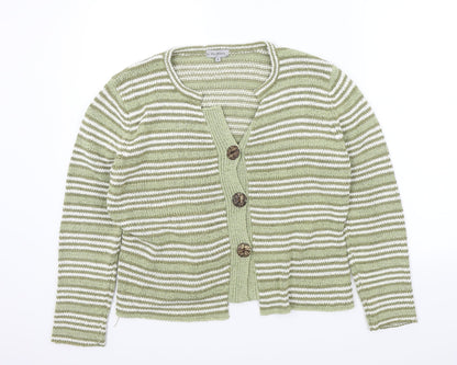 Ann marie Womens Green Striped  Cardigan Jumper Size L