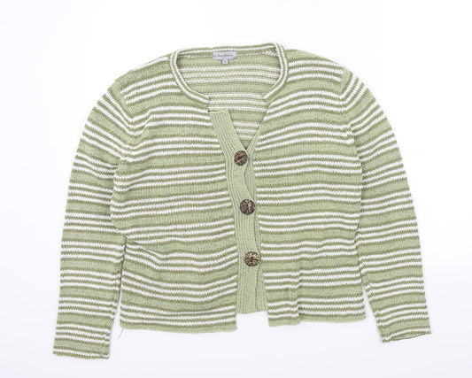 Ann marie Womens Green Striped  Cardigan Jumper Size L
