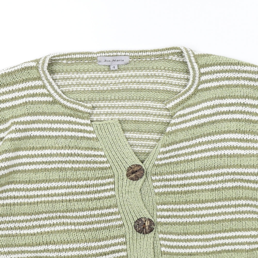 Ann marie Womens Green Striped  Cardigan Jumper Size L