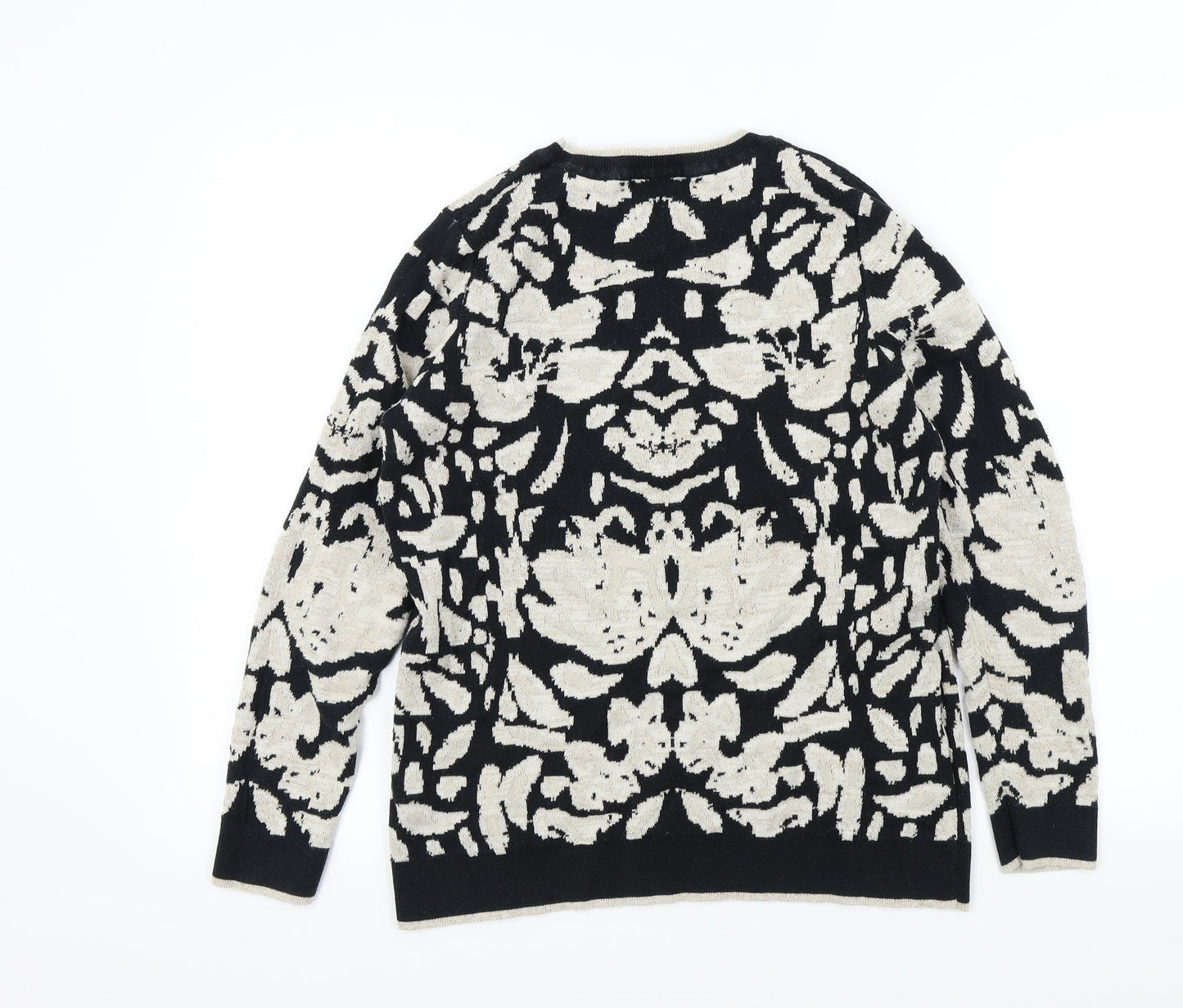 Papaya Womens Black Geometric  Pullover Jumper Size M  - Sparkle