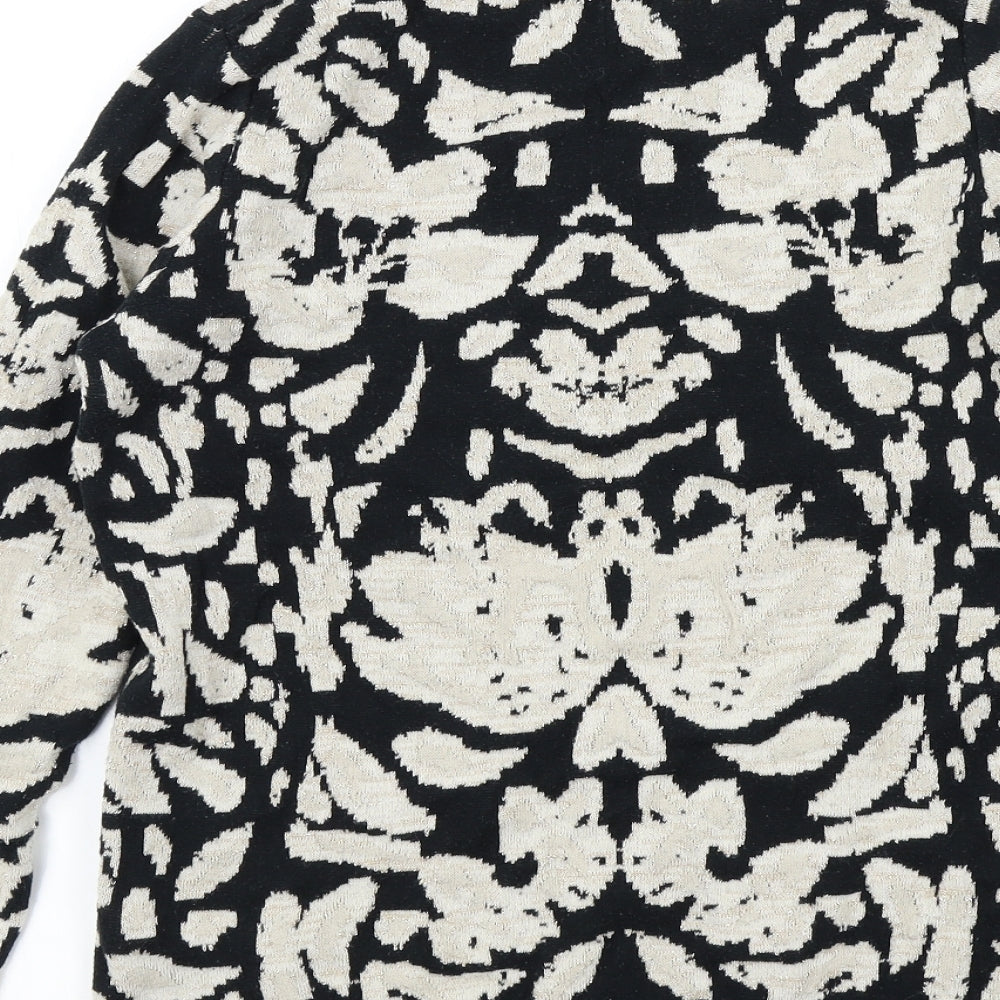 Papaya Womens Black Geometric  Pullover Jumper Size M  - Sparkle