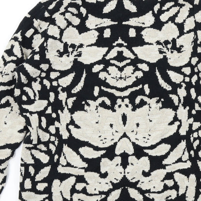 Papaya Womens Black Geometric  Pullover Jumper Size M  - Sparkle