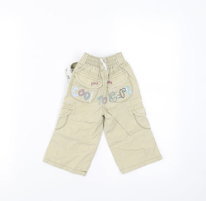 NEXT Girls Beige    Trousers Size 9-12 Months  - Embroidered detail