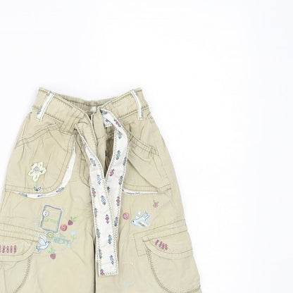 NEXT Girls Beige    Trousers Size 9-12 Months  - Embroidered detail