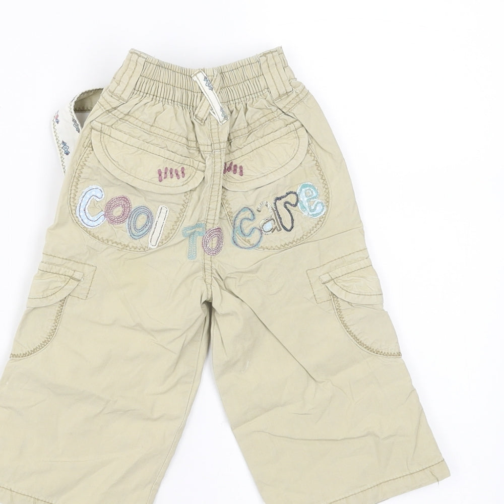 NEXT Girls Beige    Trousers Size 9-12 Months  - Embroidered detail