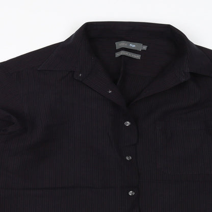 Marks and Spencer Mens Purple Striped   Button-Up Size M  - Soft Touch