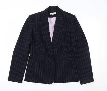 J. Taylor Womens Blue Striped  Jacket Suit Jacket Size 14
