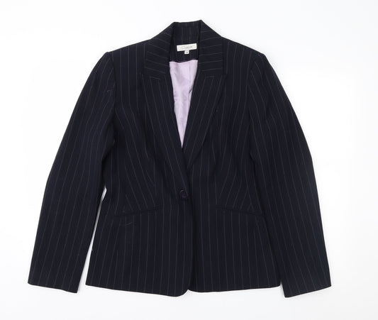 J. Taylor Womens Blue Striped  Jacket Suit Jacket Size 14