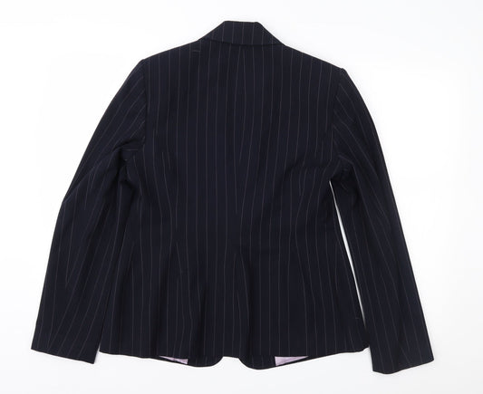J. Taylor Womens Blue Striped  Jacket Suit Jacket Size 14
