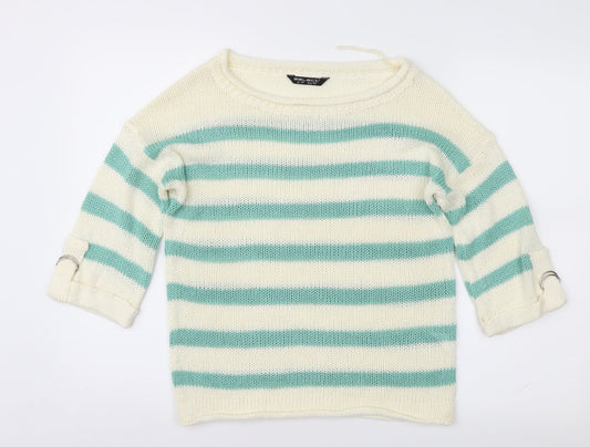 Select Womens Ivory Striped  Pullover Jumper Size 14