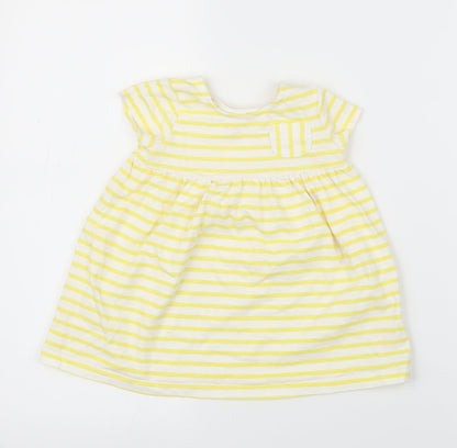 F&F Girls Yellow Striped  A-Line  Size 12-18 Months