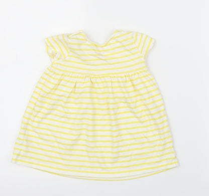 F&F Girls Yellow Striped  A-Line  Size 12-18 Months