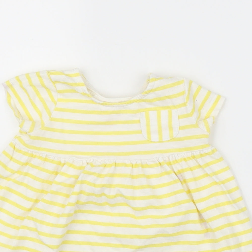 F&F Girls Yellow Striped  A-Line  Size 12-18 Months