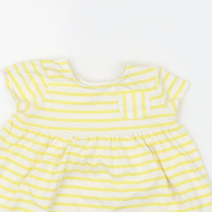F&F Girls Yellow Striped  A-Line  Size 12-18 Months