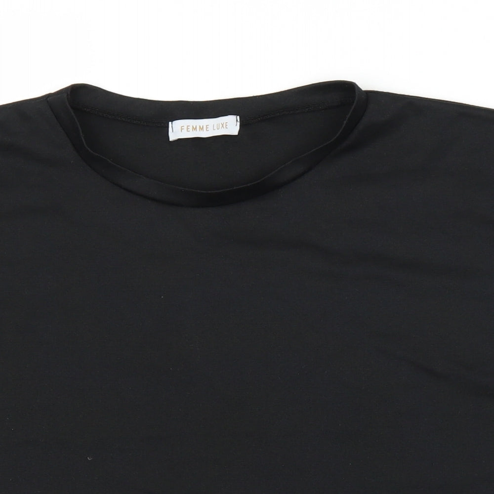Womens UK Size M Femme Luxe Black Basic Blouse