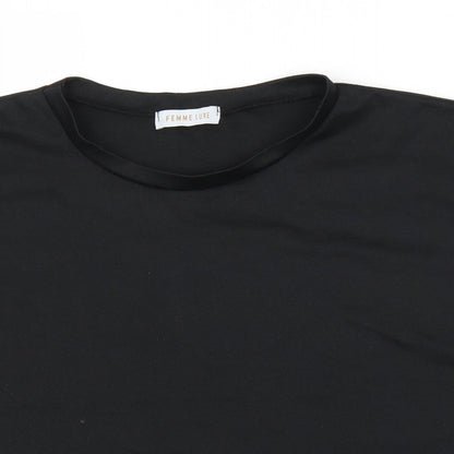 Womens UK Size M Femme Luxe Black Basic Blouse
