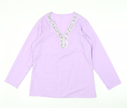 Womens UK Size XL Preworn Purple Basic Blouse