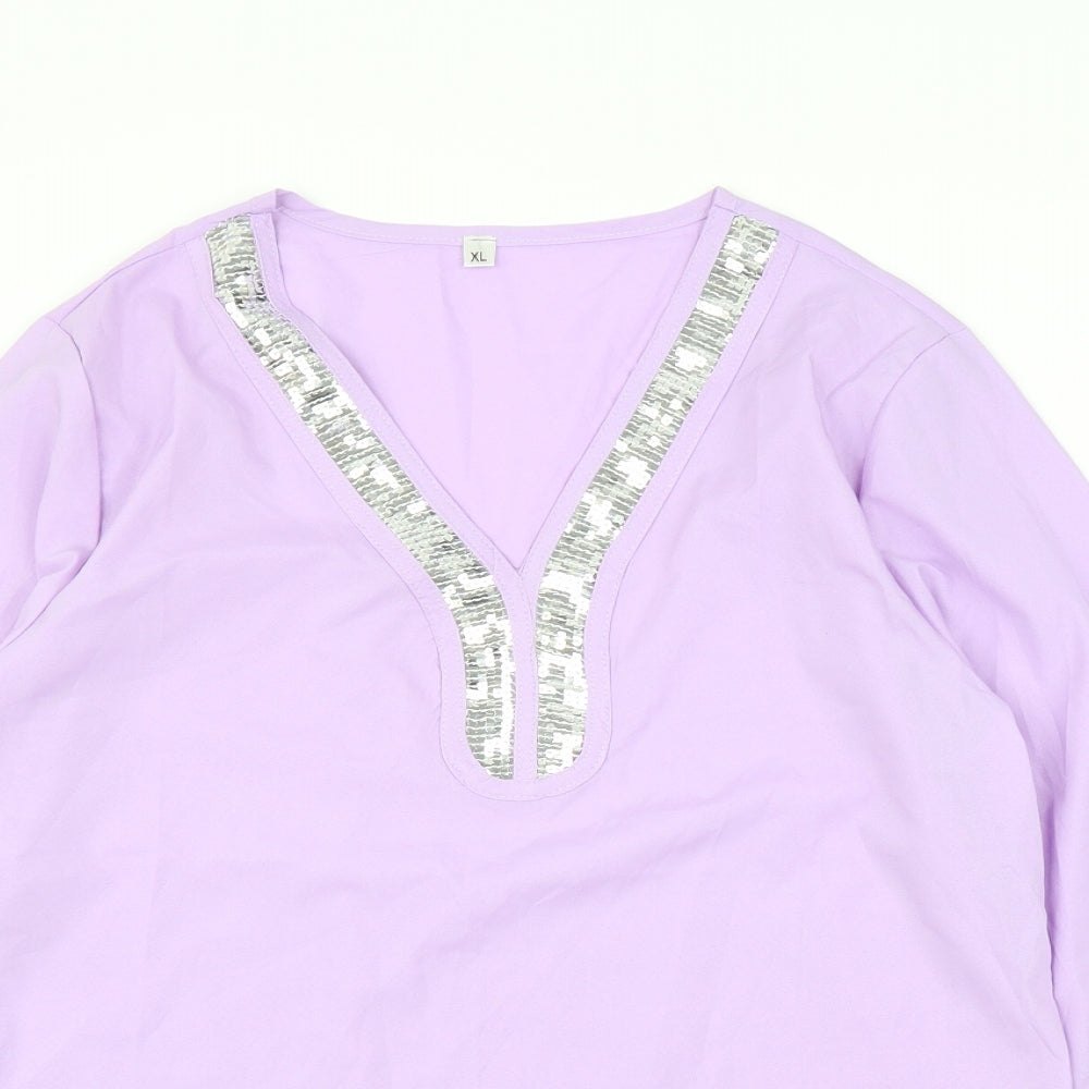 Womens UK Size XL Preworn Purple Basic Blouse