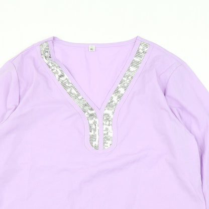 Womens UK Size XL Preworn Purple Basic Blouse