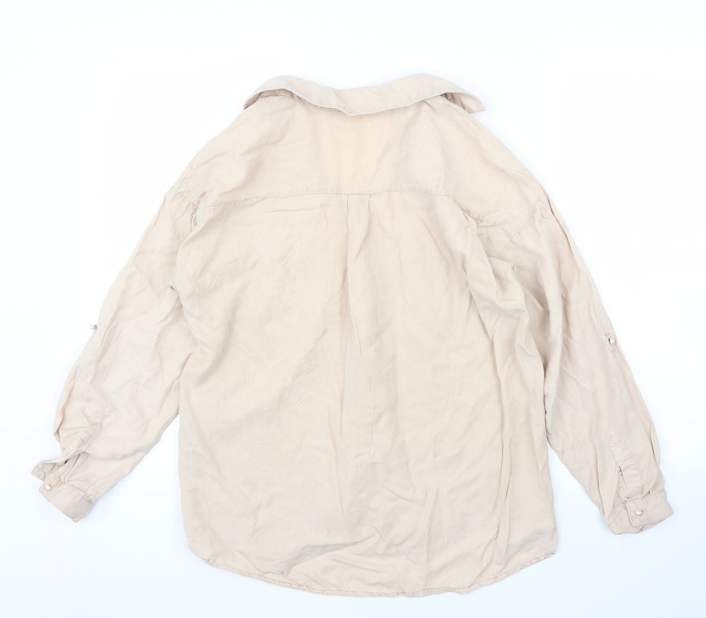 Womens UK Size L Preworn Beige Basic Button-Up