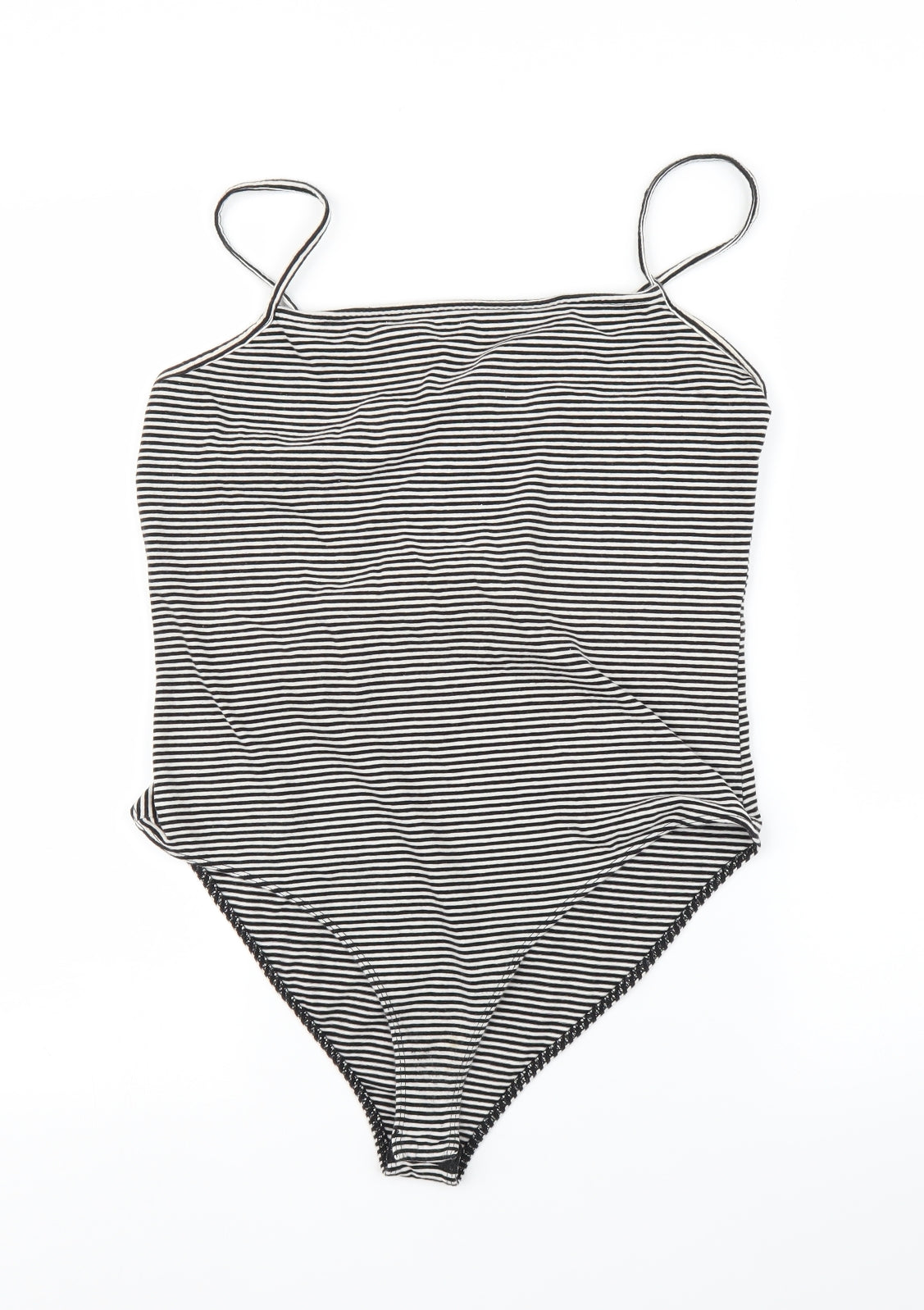 New Look Womens Black Striped  Leotard One-Piece Size 16