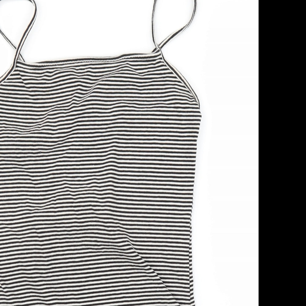 New Look Womens Black Striped  Leotard One-Piece Size 16