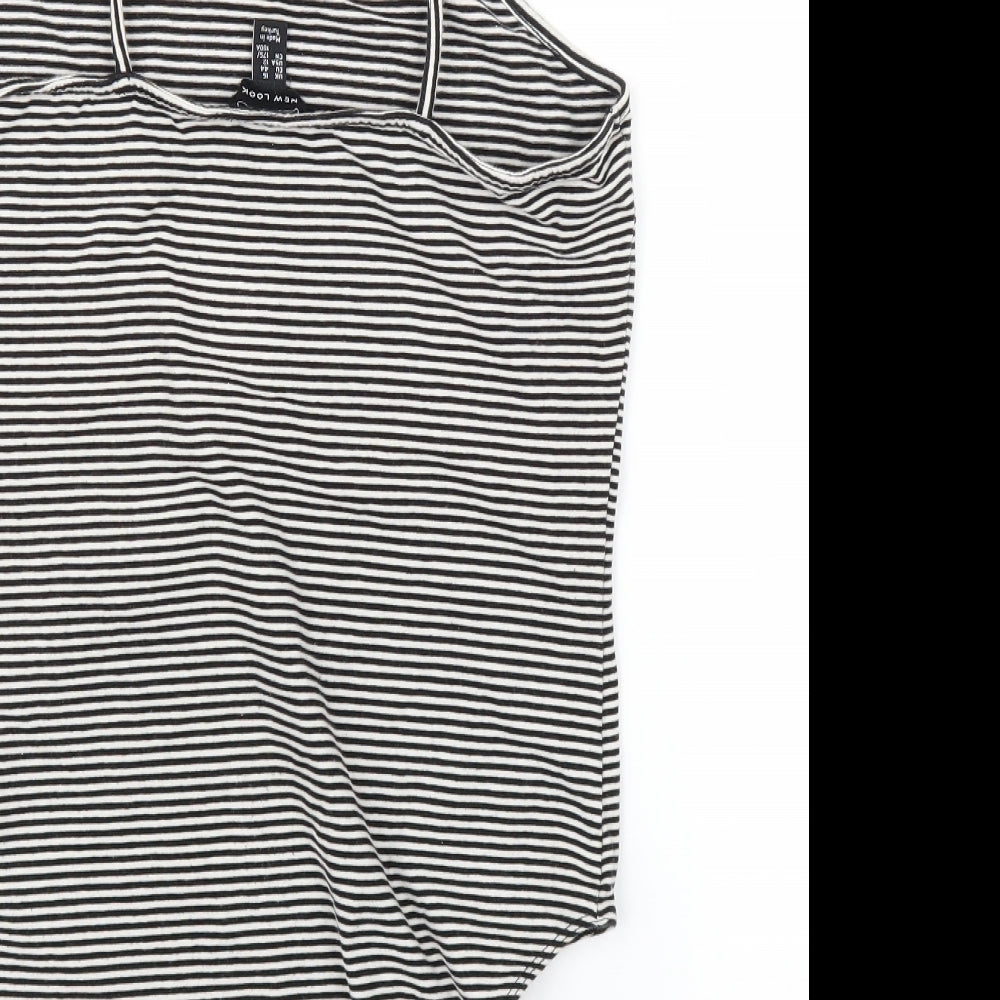 New Look Womens Black Striped  Leotard One-Piece Size 16